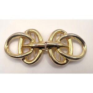 Dotty Smith Statement Belt Buckle Gold Tone Sculptural 5.5" Fits 2" Belt